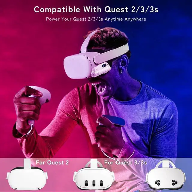 Alt view image 4 of 7 - WERLEO 5000mAh Battery Pack for Meta Quest 2/3/3S With LCD Display, Fast 18W 9V/2A Head Strap Battery Charger for Quest 3S/3/2 Accessories -Lightweight & Rechargeble Extended Battery Extra VR Playtime