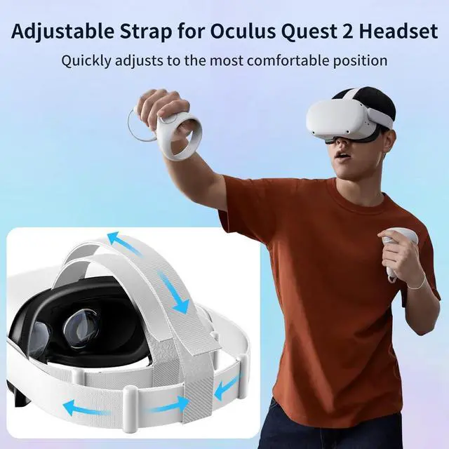 Alt view image 2 of 7 - WERLEO Head Strap for 0culus Quest 2 Headset, Replacement Headband for Quest 2, Comes with 4 Controller Thumb Grip Covers, Head Strap for Quest 2