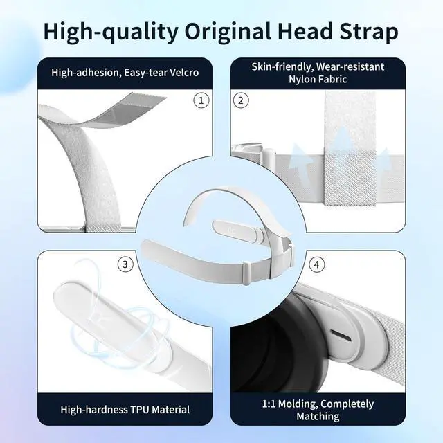 Alt view image 3 of 7 - WERLEO Head Strap for 0culus Quest 2 Headset, Replacement Headband for Quest 2, Comes with 4 Controller Thumb Grip Covers, Head Strap for Quest 2