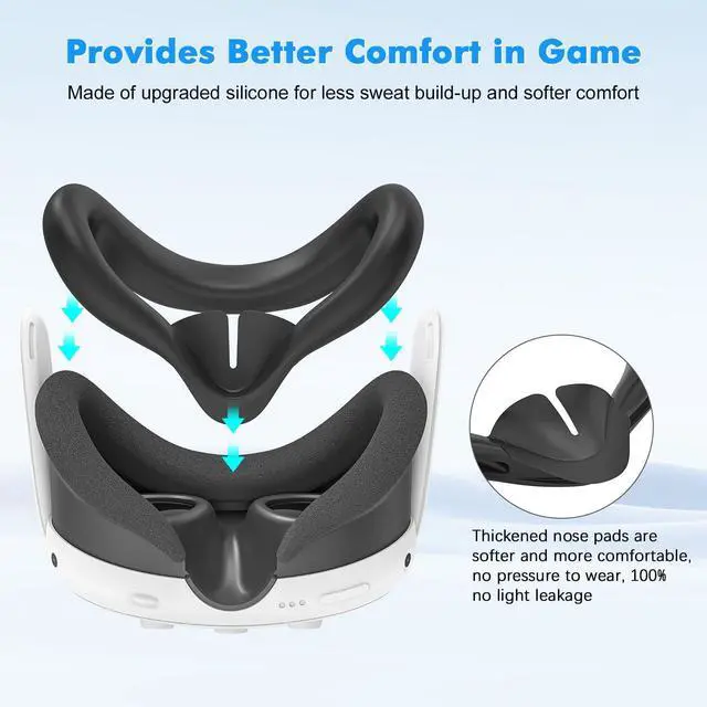 Alt view image 4 of 7 - WERLEO Silicone Cover Set for Meta Quest 3, Upgraded Design Full Protection for Quest 3, 4 in 1 VR Accessories Protective Cover for Oculus Quest 3, Ideal Present for Birthday and Christmas