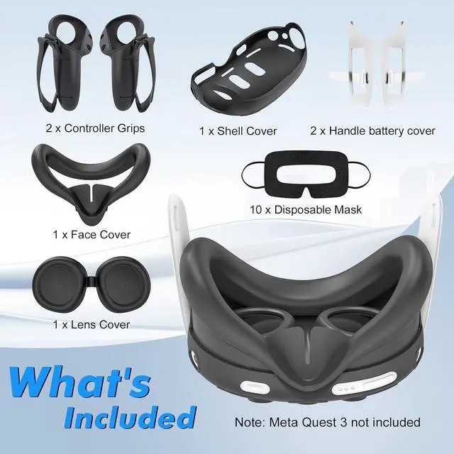 Alt view image 7 of 7 - WERLEO Silicone Cover Set for Meta Quest 3, Upgraded Design Full Protection for Quest 3, 4 in 1 VR Accessories Protective Cover for Oculus Quest 3, Ideal Present for Birthday and Christmas