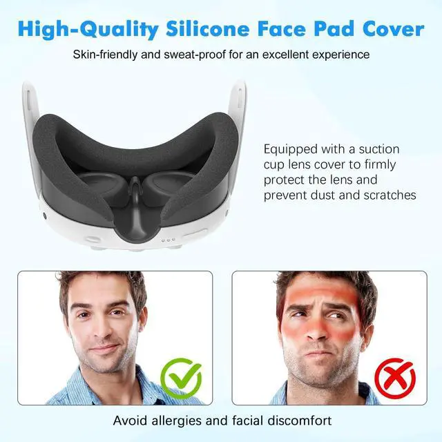 Alt view image 6 of 7 - WERLEO Silicone Cover Set for Meta Quest 3, Upgraded Design Full Protection for Quest 3, 4 in 1 VR Accessories Protective Cover for Oculus Quest 3, Ideal Present for Birthday and Christmas