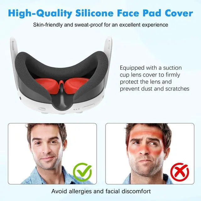 Alt view image 3 of 7 - WERLEO Silicone Cover Set for Meta Quest 3, Upgraded Design Full Protection for Quest 3, 4 in 1 VR Accessories Protective Cover for Oculus Quest 3, Ideal Present for Birthday and Christmas Red