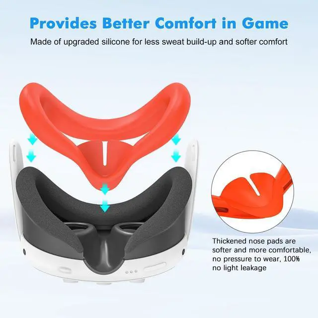 Alt view image 4 of 7 - WERLEO Silicone Cover Set for Meta Quest 3, Upgraded Design Full Protection for Quest 3, 4 in 1 VR Accessories Protective Cover for Oculus Quest 3, Ideal Present for Birthday and Christmas Red