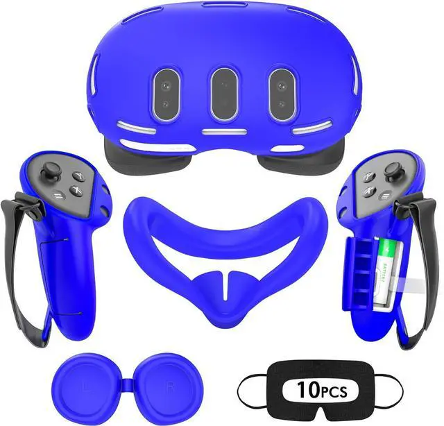 Main image of WERLEO Silicone Cover Set for Meta Quest 3, Upgraded Design Full Protection for Quest 3, 4 in 1 VR Accessories Protective Cover for Oculus Quest 3, Ideal Present for Birthday and Christmas Blue