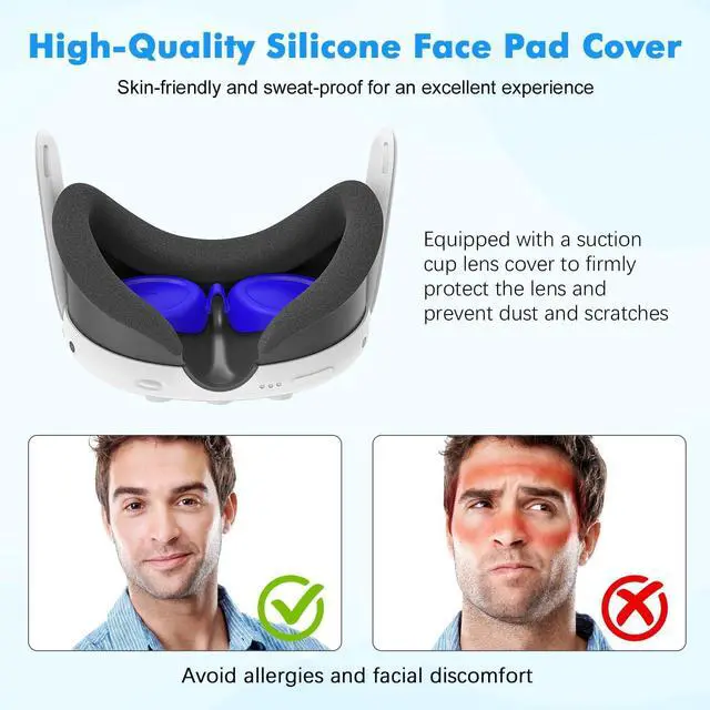 Alt view image 4 of 7 - WERLEO Silicone Cover Set for Meta Quest 3, Upgraded Design Full Protection for Quest 3, 4 in 1 VR Accessories Protective Cover for Oculus Quest 3, Ideal Present for Birthday and Christmas Blue