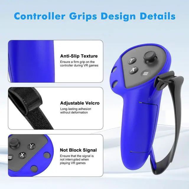 Alt view image 3 of 7 - WERLEO Silicone Cover Set for Meta Quest 3, Upgraded Design Full Protection for Quest 3, 4 in 1 VR Accessories Protective Cover for Oculus Quest 3, Ideal Present for Birthday and Christmas Blue