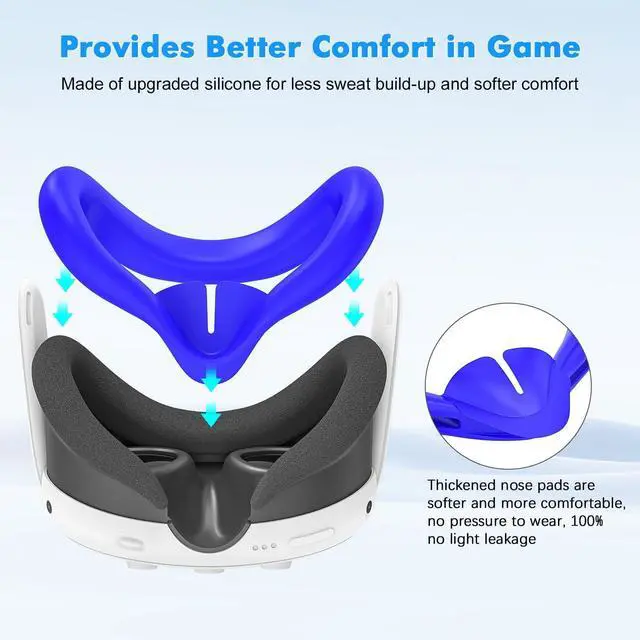 Alt view image 5 of 7 - WERLEO Silicone Cover Set for Meta Quest 3, Upgraded Design Full Protection for Quest 3, 4 in 1 VR Accessories Protective Cover for Oculus Quest 3, Ideal Present for Birthday and Christmas Blue