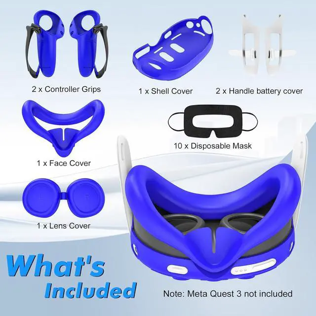 Alt view image 7 of 7 - WERLEO Silicone Cover Set for Meta Quest 3, Upgraded Design Full Protection for Quest 3, 4 in 1 VR Accessories Protective Cover for Oculus Quest 3, Ideal Present for Birthday and Christmas Blue
