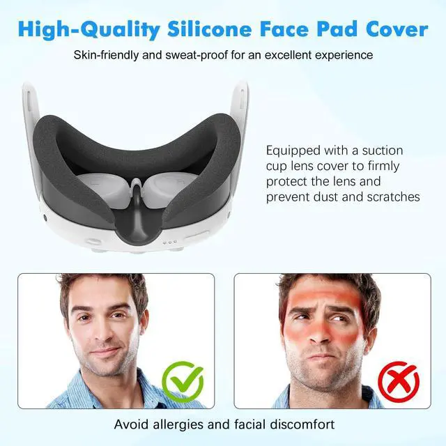 Alt view image 6 of 7 - WERLEO Silicone Cover Set for Meta Quest 3, Upgraded Design Full Protection for Quest 3, 4 in 1 VR Accessories Protective Cover for Oculus Quest 3, Ideal Present for Birthday and Christmas Grey
