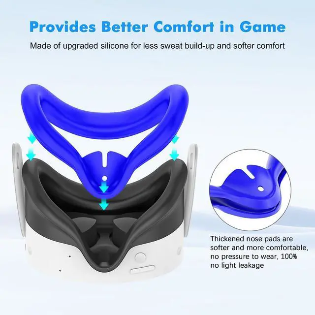 Alt view image 3 of 7 - WERLEO Silicone Cover Set Compatible with Oculus/Meta Quest 3S, VR Accessories for Meta Quest 3S, Protective Cover Set Includes Controller Grip Cover, Face Cover, VR Shell Cover Blue