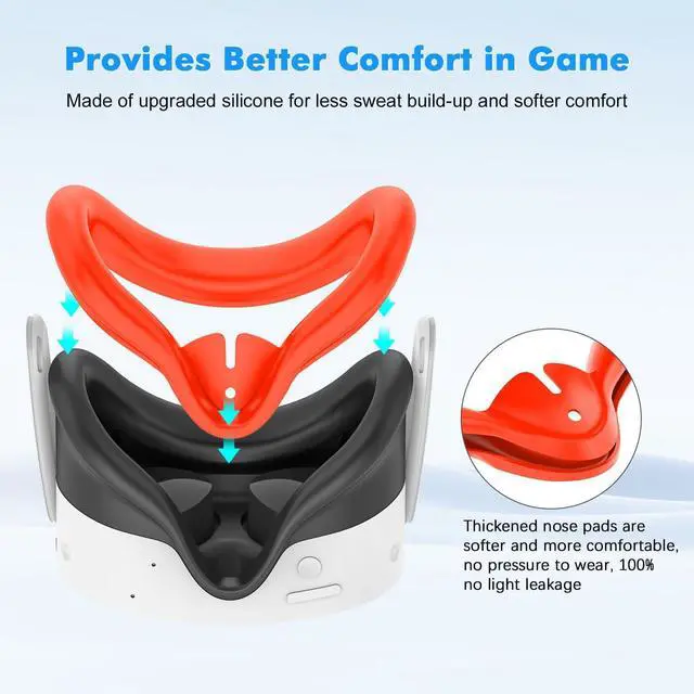 Alt view image 3 of 7 - WERLEO Silicone Cover Set Compatible with Oculus/Meta Quest 3S, VR Accessories for Meta Quest 3S, Protective Cover Set Includes Controller Grip Cover, Face Cover, VR Shell Cover Red
