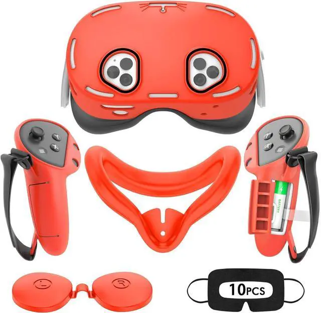 Main image of WERLEO Silicone Cover Set Compatible with Oculus/Meta Quest 3S, VR Accessories for Meta Quest 3S, Protective Cover Set Includes Controller Grip Cover, Face Cover, VR Shell Cover Red