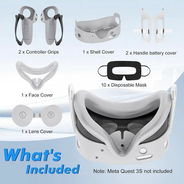 Alt view image 7 of 7 - WERLEO Silicone Cover Set Compatible with Oculus/Meta Quest 3S, VR Accessories for Meta Quest 3S, Protective Cover Set Includes Controller Grip Cover, Face Cover, VR Shell Cover Grey
