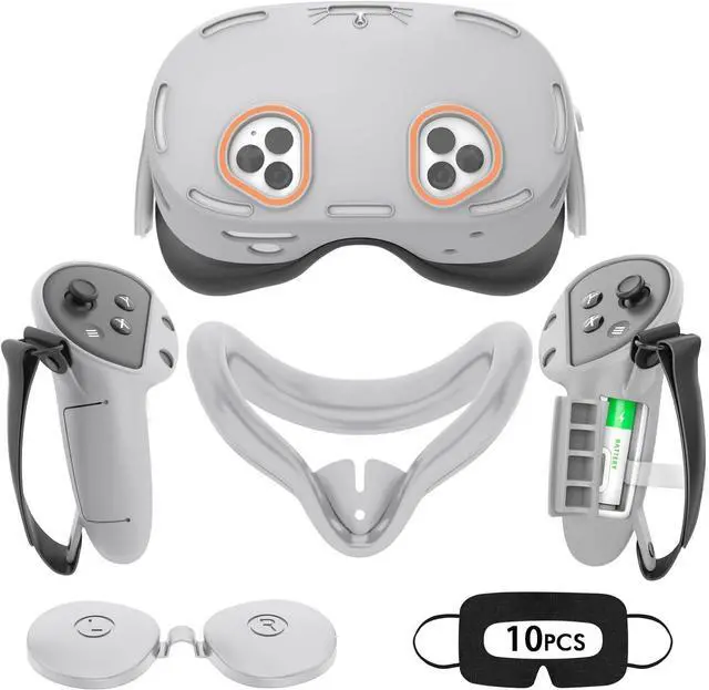 Main image of WERLEO Silicone Cover Set Compatible with Oculus/Meta Quest 3S, VR Accessories for Meta Quest 3S, Protective Cover Set Includes Controller Grip Cover, Face Cover, VR Shell Cover Grey