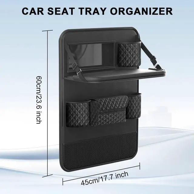 Alt view image 2 of 7 - WERLEO Universal Car Backseat Organizer with Tablet Holder & Foldable Tray - Heavy-Duty Kick Mats Seat Protector for Kids, Waterproof Multi-Pocket Storage for Road Trips, Cars, SUVs
