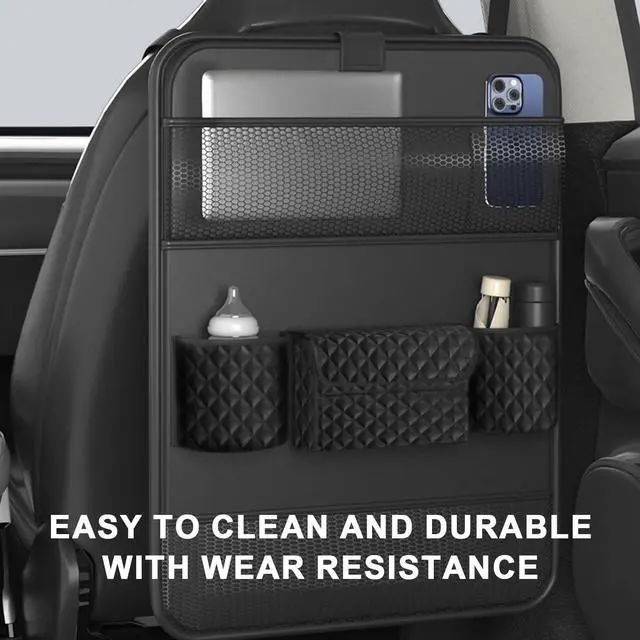 Alt view image 7 of 7 - WERLEO Universal Car Backseat Organizer with Tablet Holder & Foldable Tray - Heavy-Duty Kick Mats Seat Protector for Kids, Waterproof Multi-Pocket Storage for Road Trips, Cars, SUVs