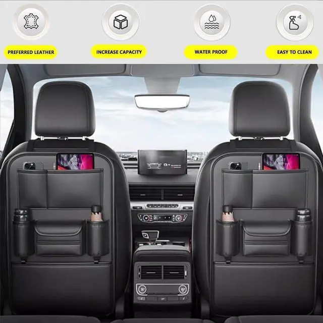Alt view image 2 of 6 - WERLEO Car Backseat Storage Bag,Seat Back Organizer with Tissue Box,Multifunctional Kick Mat,Backseat Protector Cover Pad,Large Capacity Seat Back Storage Hanging Bag