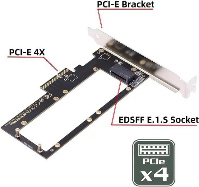 Alt view image 2 of 7 - WERLEO PCI-E 4.0 4X Host Converter to EDSFF GEN-Z NVMe Ruler 1U E1.S 9.5mm 15mm 25mm Thickness Short SSD with Heat Sink PM9A3 PM9D3 P5801X Carrier Adapter