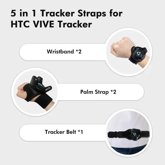 Alt view image 2 of 7 - WERLEO 5-Pcs Full Body Straps for HTC Vive VR Tracker/Tracker (3.0) - Adjustable Waist Belts, Wrist Band Accessories (Tracker Not Included)