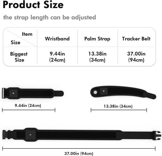 Alt view image 6 of 7 - WERLEO 5-Pcs Full Body Straps for HTC Vive VR Tracker/Tracker (3.0) - Adjustable Waist Belts, Wrist Band Accessories (Tracker Not Included)