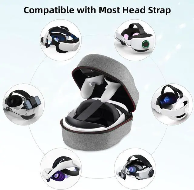 Alt view image 3 of 7 - WERLEO Carrying Case for Meta Quest 3S/Quest 3/Quest 2, Compatible with BOBOVR/Kiwi Design/Official Head Strap, Portal Full Protection for Travel Storage