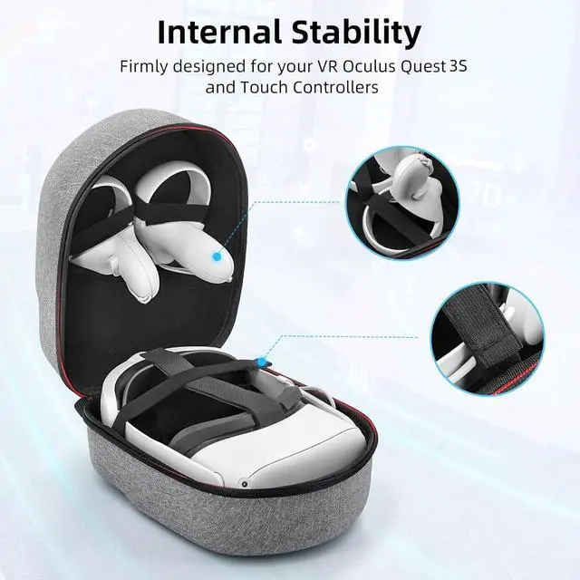Alt view image 2 of 7 - WERLEO Carrying Case for Meta Quest 3S/Quest 3/Quest 2, Compatible with BOBOVR/Kiwi Design/Official Head Strap, Portal Full Protection for Travel Storage