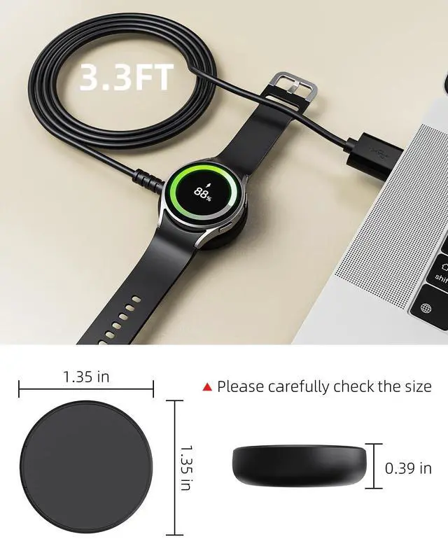 Alt view image 4 of 7 - WERLEO 2 Pack for Samsung Galaxy Watch Charger Compatible with Watch 8/8 Classic/Ultra/7/6/6 Classic/5/5 Pro/4/4 Classic/3/Active/FE USB Magnetic Fast Charging Dock Accessories 3.3FT