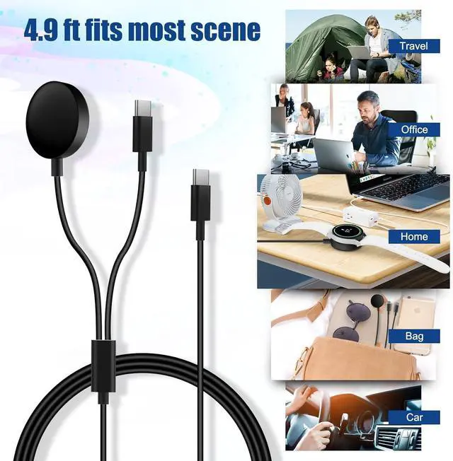 Alt view image 7 of 7 - WERLEO 2 in1 Samsung Watch Charger, 25W USB C Fast Charger Compatible with Galaxy Watch 8/7/6/6 Classic/5 Pro/5/4 /4 classic/3/Active2/1 and Galaxy S25/S24/S23 /S22/21/20 Note/Z Fold 6