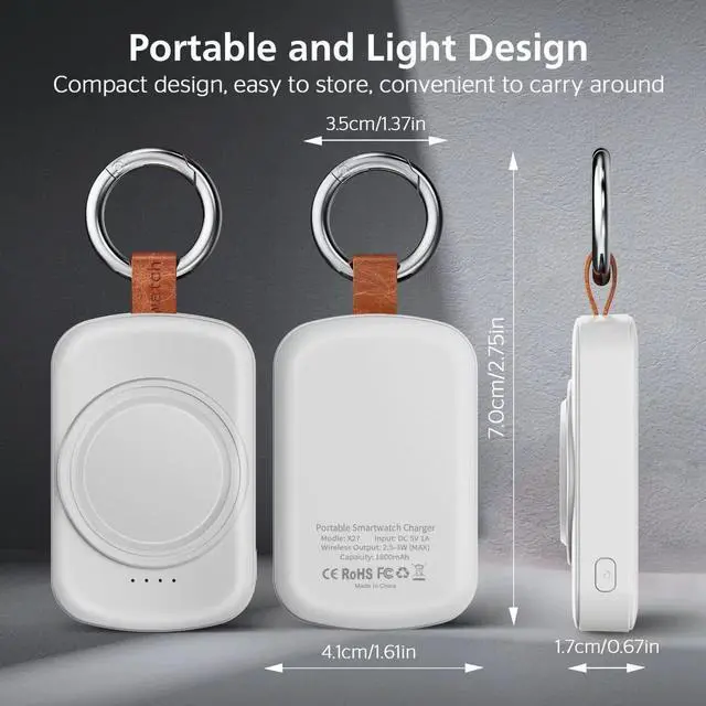 Alt view image 5 of 7 - WERLEO for Samsung Galaxy Watch Charger,1800mAh Portable Charger for Samsung Galaxy Watch 8/8 Classic/7/Ultra/6/6 Classic/5/5 Pro/4/3,Active 2/1,Wireless Magnetic White