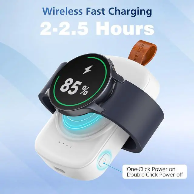 Alt view image 3 of 7 - WERLEO for Samsung Galaxy Watch Charger,1800mAh Portable Charger for Samsung Galaxy Watch 8/8 Classic/7/Ultra/6/6 Classic/5/5 Pro/4/3,Active 2/1,Wireless Magnetic White