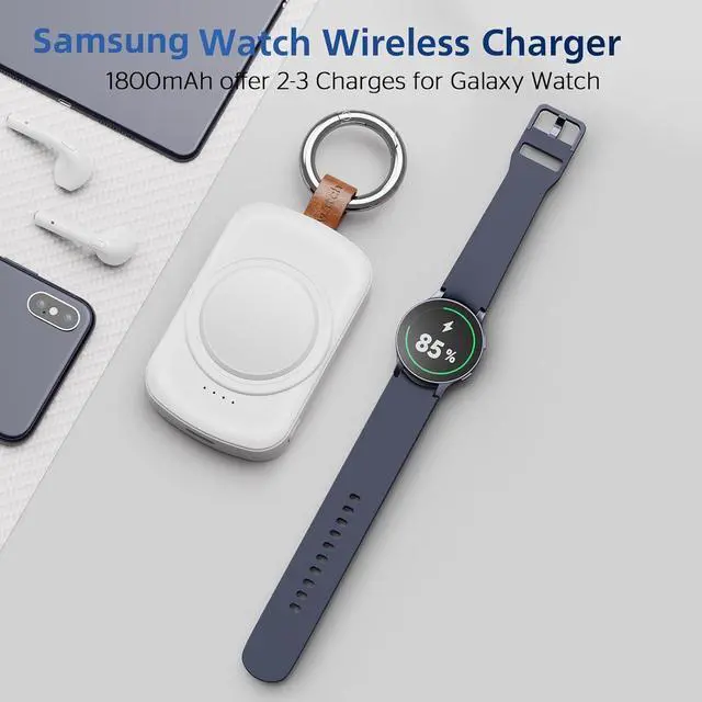 Alt view image 6 of 7 - WERLEO for Samsung Galaxy Watch Charger,1800mAh Portable Charger for Samsung Galaxy Watch 8/8 Classic/7/Ultra/6/6 Classic/5/5 Pro/4/3,Active 2/1,Wireless Magnetic White