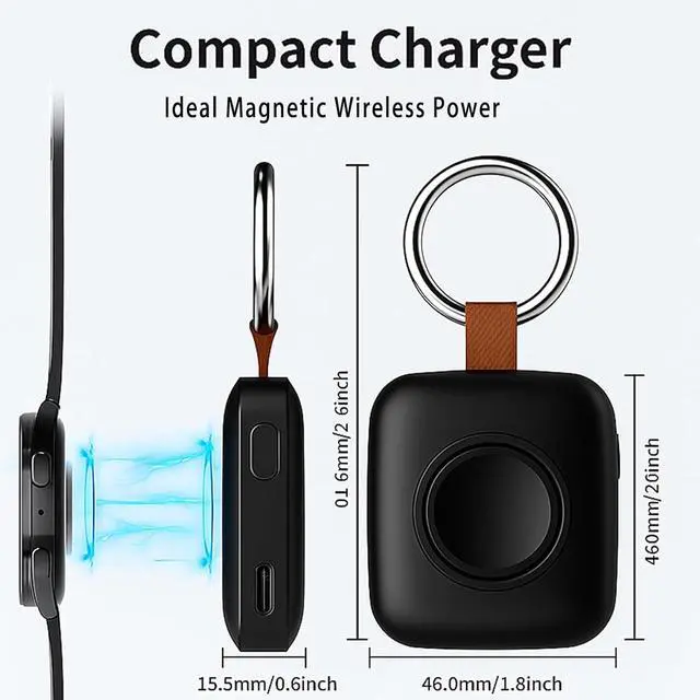 Alt view image 3 of 7 - WERLEO Portable Charger for Samsung Galaxy Watch 8 Classic/Ultra,1200mAh Wireless Fast Charging,Portable Travel Charger for Samsung Galaxy Watch 8/7/Ultra/6/Classic/5/Pro/4/3/2/1 with Keychain