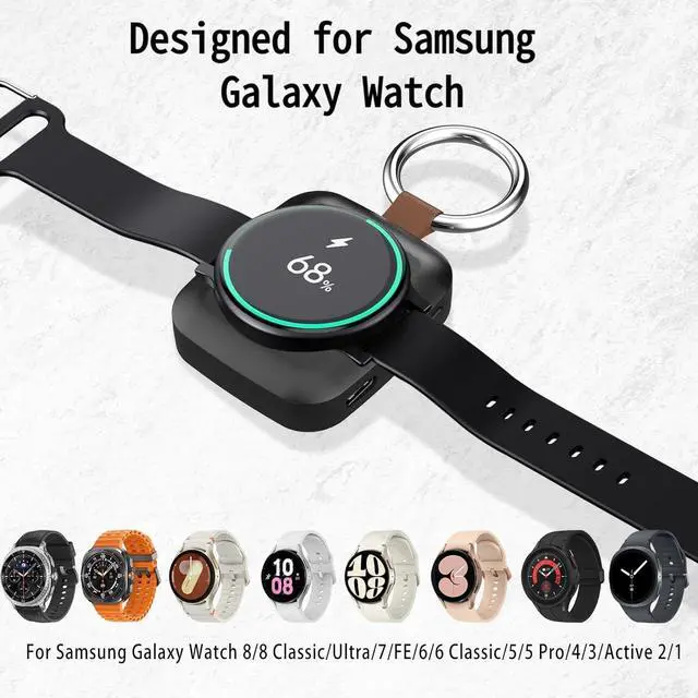 Alt view image 2 of 7 - WERLEO Portable Charger for Samsung Galaxy Watch 8 Classic/Ultra,1200mAh Wireless Fast Charging,Portable Travel Charger for Samsung Galaxy Watch 8/7/Ultra/6/Classic/5/Pro/4/3/2/1 with Keychain