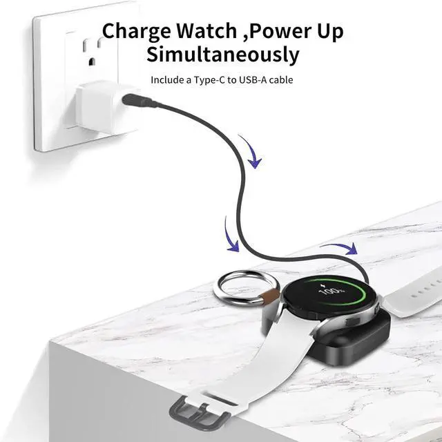 Alt view image 5 of 7 - WERLEO Portable Charger for Samsung Galaxy Watch 8 Classic/Ultra,1200mAh Wireless Fast Charging,Portable Travel Charger for Samsung Galaxy Watch 8/7/Ultra/6/Classic/5/Pro/4/3/2/1 with Keychain