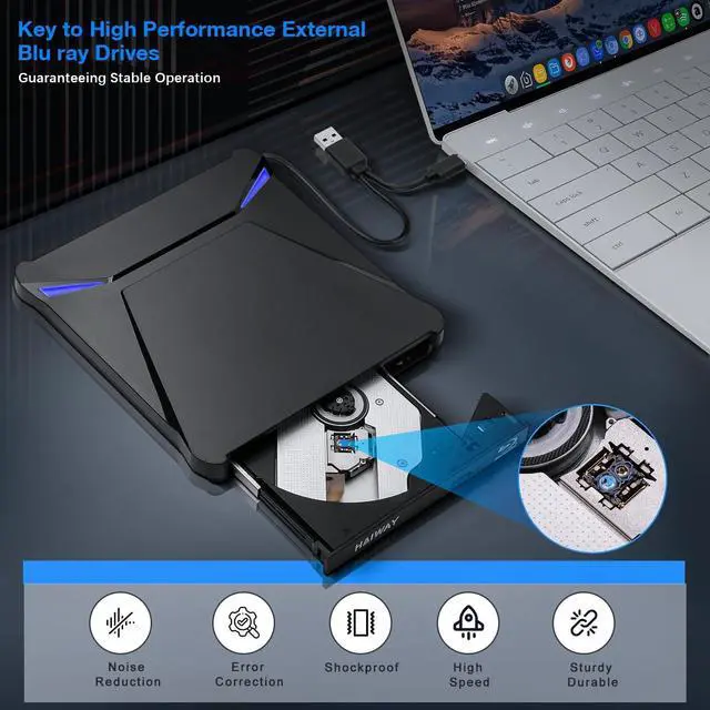 Alt view image 7 of 7 - WERLEO 5 in 1 External Blu-ray Burner Drive, USB 3.0 & Type-C DVD/CD/Blu ray Burner Writer with SD/TF Card Reader, Supports 100GB Discs R/W for Windows, Linux, macOS (PC/Laptop/Desktop)