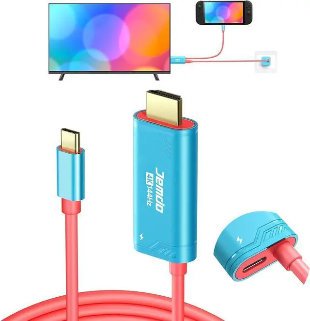 Main image of WERLEO Switch 2 HDMI Cable Dock Base Station,4K 144 Hz 48 Gbps USB C 3.2 to HDMI 2.1 6.6 ft,100 W PD Play While Charging,Portable Travel TV Adapter Cord Compatible with Nintendo Switch 2/2017/OLED