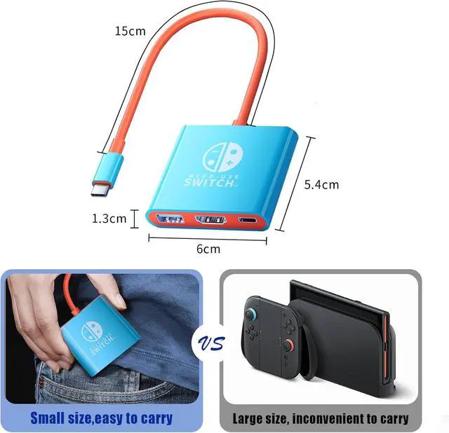 Alt view image 7 of 7 - WERLEO USB C to HDMI Adapter for Switch 2, Dock 3 in 1 TV Switch Adapter with 4K HDMI Cable, 100W Type C Charging, Compatible with Switch 2, N Switch, Steam Deck, Smartphones, PC