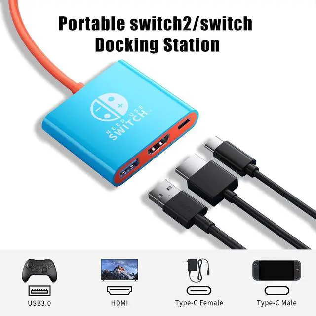 Alt view image 2 of 7 - WERLEO USB C to HDMI Adapter for Switch 2, Dock 3 in 1 TV Switch Adapter with 4K HDMI Cable, 100W Type C Charging, Compatible with Switch 2, N Switch, Steam Deck, Smartphones, PC