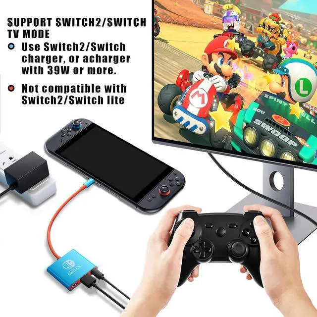Alt view image 5 of 7 - WERLEO USB C to HDMI Adapter for Switch 2, Dock 3 in 1 TV Switch Adapter with 4K HDMI Cable, 100W Type C Charging, Compatible with Switch 2, N Switch, Steam Deck, Smartphones, PC