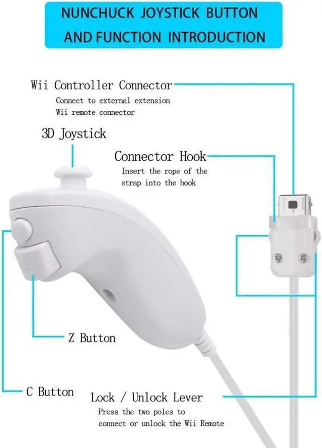 Alt view image 3 of 7 - WERLEO 2 Packs Wireless Controller and Nunchuck for Wii and Wii U Console, Gamepad with Silicone Case and Wrist Strap