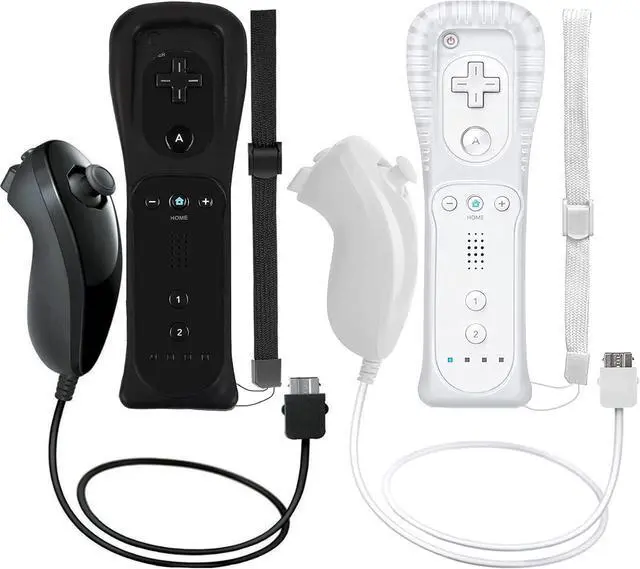 Main image of WERLEO 2 Packs Wireless Controller and Nunchuck for Wii and Wii U Console, Gamepad with Silicone Case and Wrist Strap