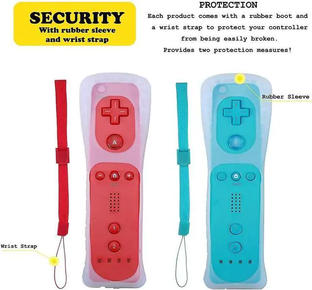 Alt view image 2 of 7 - WERLEO 2 Packs Wireless Controller and Nunchuck for Wii and Wii U Console, Gamepad with Silicone Case and Wrist Strap Red and Blue