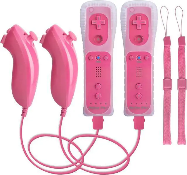 Main image of WERLEO Motion Plus Wii Controllers 2Packs with Nunchucks, Wii Remote Controllers Compatible for wii and Wii U with Built in Motion Plus Pink