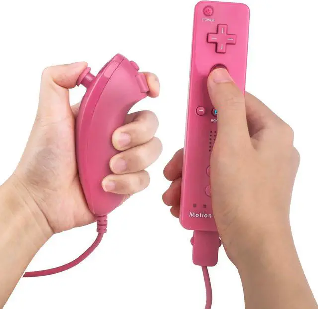 Alt view image 4 of 7 - WERLEO Motion Plus Wii Controllers 2Packs with Nunchucks, Wii Remote Controllers Compatible for wii and Wii U with Built in Motion Plus Pink