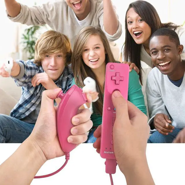 Alt view image 7 of 7 - WERLEO Motion Plus Wii Controllers 2Packs with Nunchucks, Wii Remote Controllers Compatible for wii and Wii U with Built in Motion Plus Pink