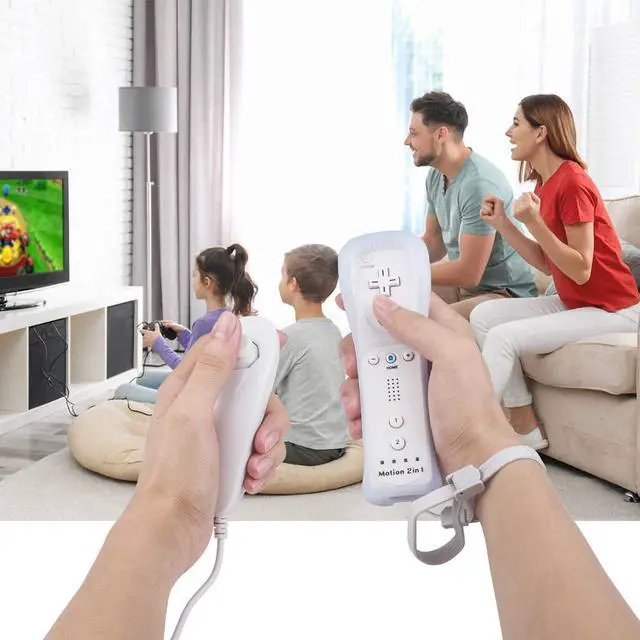 Alt view image 6 of 7 - WERLEO Motion Plus Wii Controllers 2Packs with Nunchucks, Wii Remote Controllers Compatible for wii and Wii U with Built in Motion Plus Black and Clear