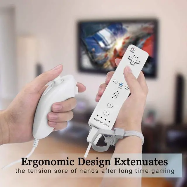 Alt view image 4 of 7 - WERLEO Motion Plus Wii Controllers 2Packs with Nunchucks, Wii Remote Controllers Compatible for wii and Wii U with Built in Motion Plus Black and Clear