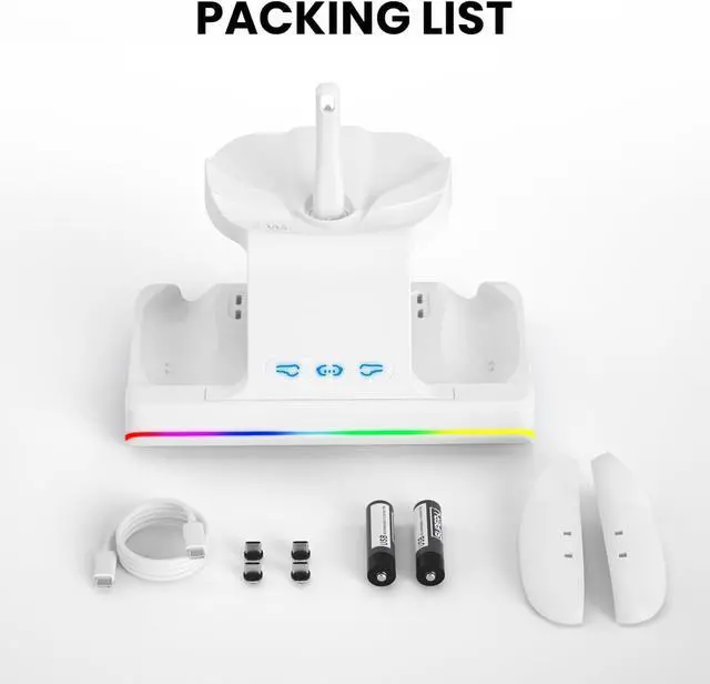 Alt view image 5 of 7 - WERLEO Charging Dock for Oculus Quest 3- Magnetic Docking Station with LED Light - Headset Display Stand and Controller Mount, 2 * 1800Mah Rechargeable Batteries [Support Elite Strap with Battery]