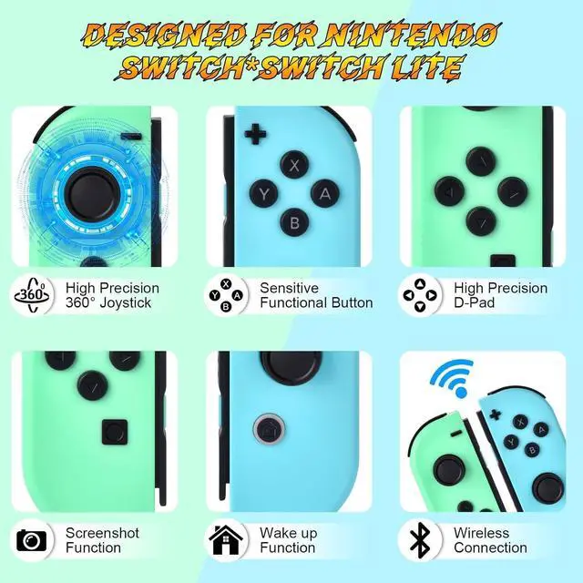 Alt view image 2 of 7 - WERLEO Replacement for Switch Controller Work with Switch/Lite/OLED,Wireless Gamepad Support Dual Vibration,6-Axis Gyro,Wake-up,Motion Controls,Screenshot, L/R